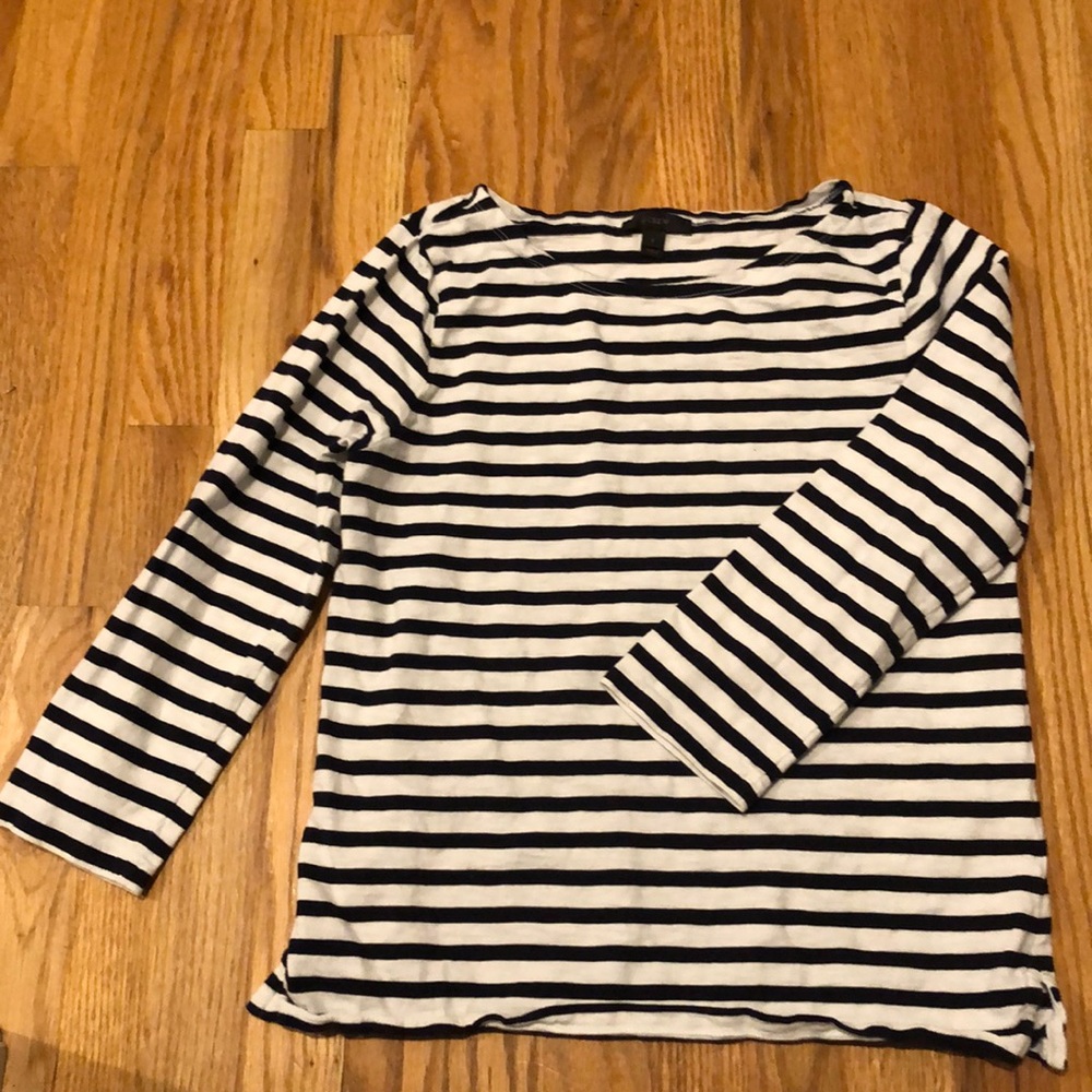 JCrew Striped Boatneck 3/4 Sleeve Tee